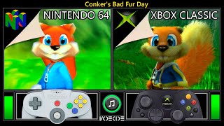 Conkers Bad Fur Day Nintendo 64 vs Xbox Classic Gameplay Comparison [upl. by Marler]