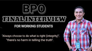 BPO FINAL INTERVIEW SAMPLE Working Student Applicant [upl. by Erialcyram291]