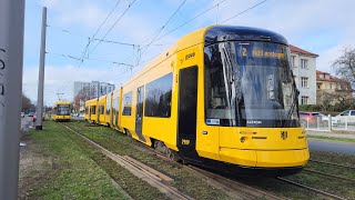 Straßenbahn Dresden  Gleiswechsel KarcheralleeStübelallee 21022024 [upl. by Lyrem]