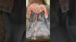 Periwinkle blue and floral pink hanbok Korean dress Korea shortsfeed dress hanbok viral korea [upl. by Ahsilef]