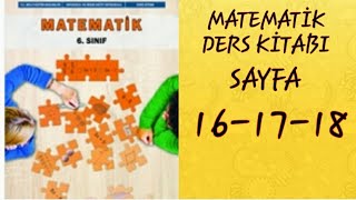 6SINIF MATEMATİK DERS KİTABI SAYFA 161718  6SINIF MATEMATİK MEB YAYINLARI [upl. by Eiramnwad]