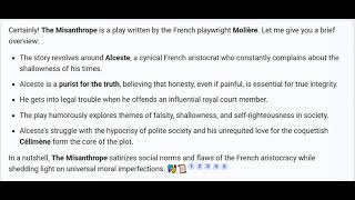 The Misanthrope by Moliere summary [upl. by Breskin567]