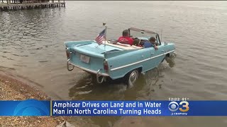 Amphicar Drives On Land And In Water In North Carolina [upl. by Ennael607]