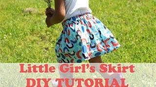 How to Make a Simple Girls Skirt Beginner Sewing [upl. by Lotta526]