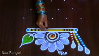 Krishnastami special rangoli 🌷 Krishna janmastami muggulu 🌷5×3 dots Naa Rangoli [upl. by Joelynn677]