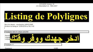 Listing de Polylignes sur COVADIS 101 [upl. by Aehcsrop]