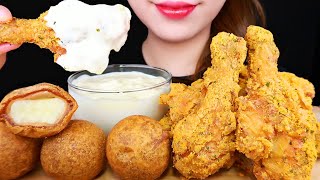 ASMR FRIED CHICKEN CHEESE BALLS BHC 뿌링클 치킨 치즈볼 먹방 EATING SOUNDS MUKBANG 咀嚼音 [upl. by Weaver]