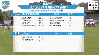 Ringwood amp District CA  U16 2 John Springett Shield  Rd3  Lilydale v St Andrews Saints  Day 1 [upl. by Idid]