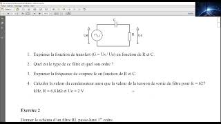 Exercices 3 amp 4 avec corrigés sur les filtres passifs [upl. by Eila578]