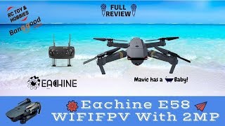 Eachine E58 REVIEW amp FLIGHT TEST of this baby Mavic pocket drone [upl. by Gudren]