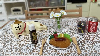 Crunchy Pork Cutlet  ReMent Mini Kitchen  Miniature Toy Cooking [upl. by Eadrahc]