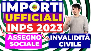 ufficiale❗ TABELLE INPS 📝 aumento pensioni importi 2023 invalidità civile assegno sociale pensione [upl. by Angelo]