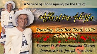 A Service of Thanksgiving for the Life of Albertine Hoyte [upl. by Aniuqahs524]