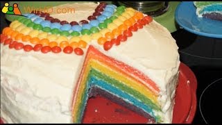 Rainbow Cake Recipe do it yourself Rainbow Cake Regenbogenkuchen Rezept Regenbogentorte selber [upl. by Yenhpad]