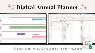 Digital Annual Planner  Calendar Daily Schedule Habit Tracker  Google Sheets Spreadsheet [upl. by Vincelette]