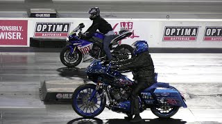 Crazy Harley vs Sportbikes  drag racing [upl. by Garrott]