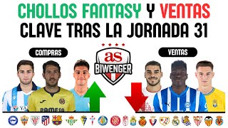 💸 CHOLLOS FANTASY FICHAJES RECOMENDABLES y VENTAS CLAVE en BIWENGER tras la JORNADA 31 [upl. by Laris]