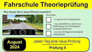 🚘 Führerschein Theorieprüfung Klasse B 🚗 August 2024  Prüfung 5 🎓📚 [upl. by Ertha]