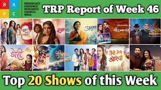 BARC TRP Report of Week 46  Top 20 Shows of this Week [upl. by Marx]