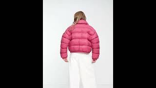 NAPAPIJRI Shiny A Box Cropped Puffer Jacket Pink Women  Asos [upl. by Eleumas]