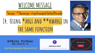 14 Welcome Message Using args and kwargs in the same function [upl. by Llirred]