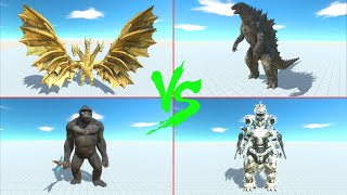 GHIDORAH vs GODZILLA vs KING KONG vs MECHAGODZILLA  Animal Revolt Battle Simulator [upl. by Meelak]