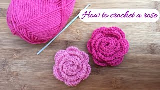 How to Crochet Rose Flower for Beginners  Very easy crochet rose motif making for Beginners [upl. by Olegnaleahcim]