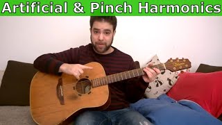 How to Play And Use Artificial amp Pinch Harmonics  Guitar Lesson Tutorial [upl. by Nebra]