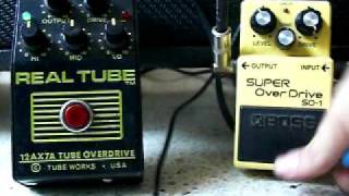 Real Tube VS Super Overdrive Boss SD1 [upl. by Anirtak]