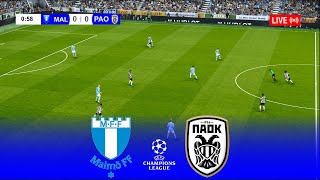 LIVE 🔴 MALMO vs PAOK  UEFA Champions League 20242025  Simulation Gameplay [upl. by Keele]