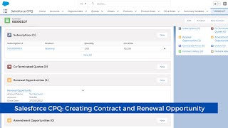 Salesforce CPQ Creating Contract and Renewal Opportunity [upl. by Anaud]