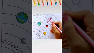 Solar System Drawing How to Draw Solar System Easy [upl. by Elah]