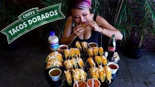 24 Puffy Crispy Deep Fried Tacos at Chuys Taco Dorados in LA  RainaisCrazy Part 12 Adventure [upl. by Alleyn132]