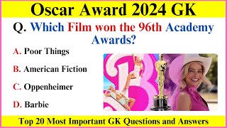 Oscar Awards 2024 Current Affairs  Oscar Award 2024 GK Questions  Oscar Awards 2024 Gk in English [upl. by Ardnat]