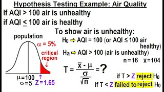 Statistics Ch 9 Hypothesis Testing 16 of 35 Null Hypothesis Example Air Quality [upl. by Hauhsoj674]