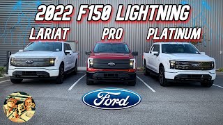 NEW 2022 FORD F150 LIGHTNING PLATINUM LARIAT amp PRO What’s The Best Value Side by Side Comparison [upl. by Cowan6]