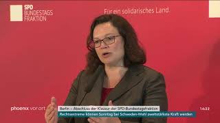 Andrea Nahles zur Klausur der SPDBundestagsfraktion am 070918 [upl. by Caputo]