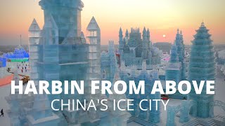 Chinas Ice City from Above  Aerial Drone View of Harbin Winter Festival [upl. by Nahgrom235]