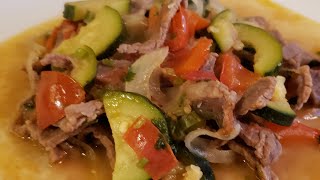 BISTECES ALA MEXICANA CON CALABACITAS SALUDABLE FACIL Y RICO [upl. by Boiney]