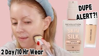 NEW Makeup Revolution SKIN SILK SERUM FOUNDATION Review  Wear Test  Laura Mercier Dupe [upl. by Beuthel]