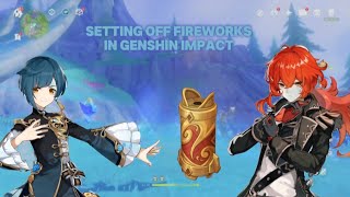 Setting Off Fireworks In Genshin Impact Teyvatmemories Genshinimpact4thanniversary genshinimpact [upl. by Akiraa]