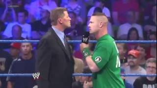 WWE Smackdown 15062012  John Cena knocked John Laurinaitis [upl. by Carrillo]