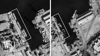 Satellite Images Show Destroyed Syrian Naval Vessels  WSJ News [upl. by Atnauq]