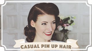 Casual Pin Up Hair  How To Curl Your Hair CC [upl. by Grayce]