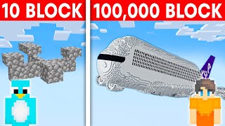 10 Block vs 100000 Block Airplane Build Challenge in Minecraft [upl. by Ayekam]