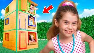 Giant Cardboard Hotel and other funny Adventures for kids with Eva [upl. by Kopans]