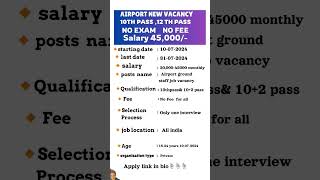 airport job vacancy 2024airport recruitment 2024 all india airport jobs 2024indigo airlines job [upl. by Faydra]