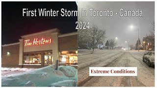 First Winter Storm in Toronto amp Mississauga  Canada 2024 Live [upl. by Ahsiei]