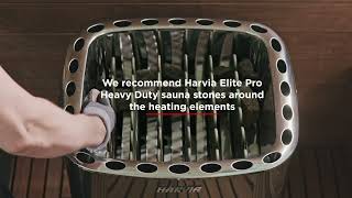 Harvia  Stacking sauna stones into a professional electric heater [upl. by Einahpit]