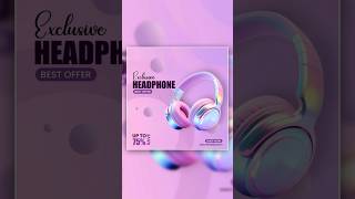 🎧Headphones Post Design in photoshop  graphic design tutorials [upl. by Kcirtapnhoj]